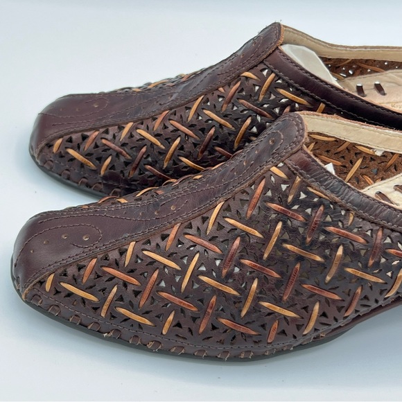 Pikolinos Brown & Carmel‎ Woven Leather Uppers, Mules, 7 New Without Box - Picture 12 of 13